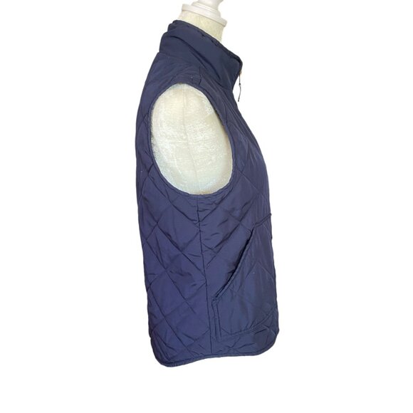 G.H.Bass & Co. dark blue women's XS collared sleeveless zip up puffer vest - Picture 3 of 10